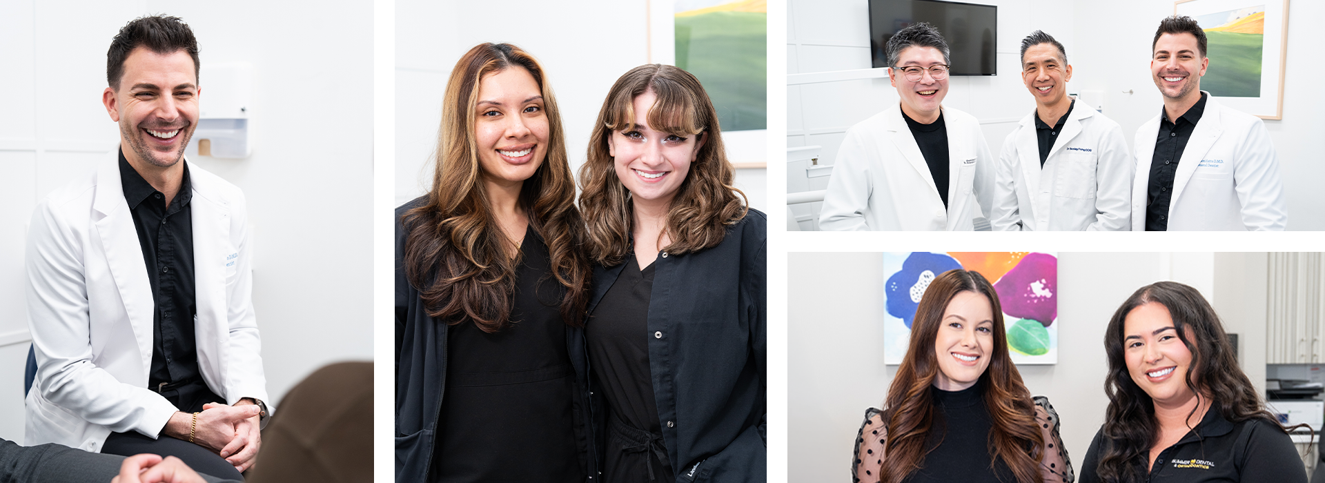Collage of Summer Dental office insides team members and clients